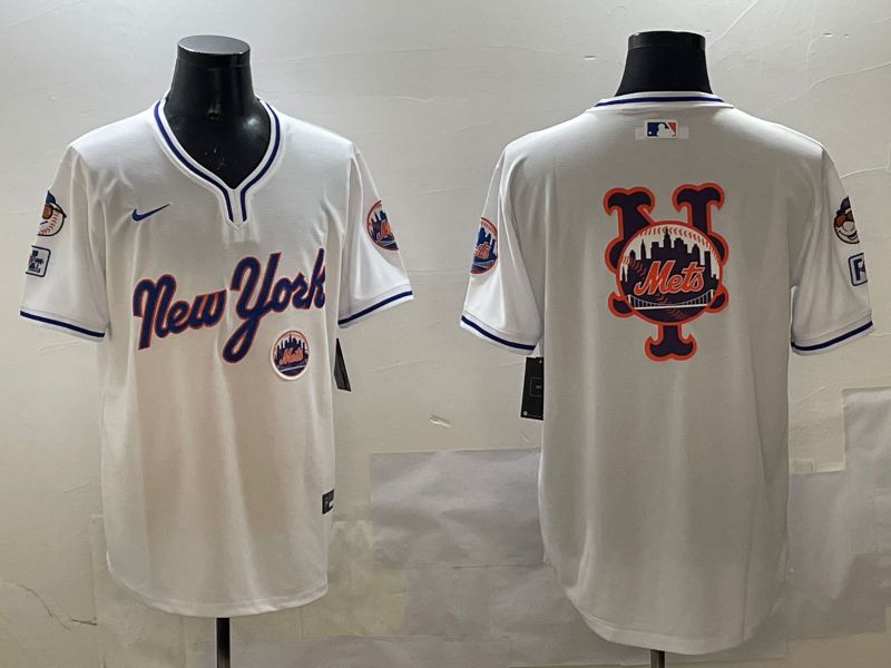 Men New York Mets Blank White Throwback Game 2025 Nike MLB Jersey style 6->new york yankees->MLB Jersey